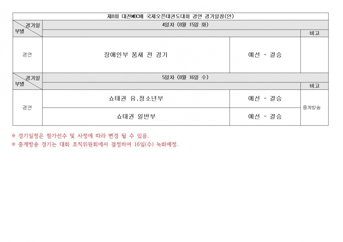 제8회 대전MBC배국제오픈태권도대회 경연 경기일정(안)004.jpg