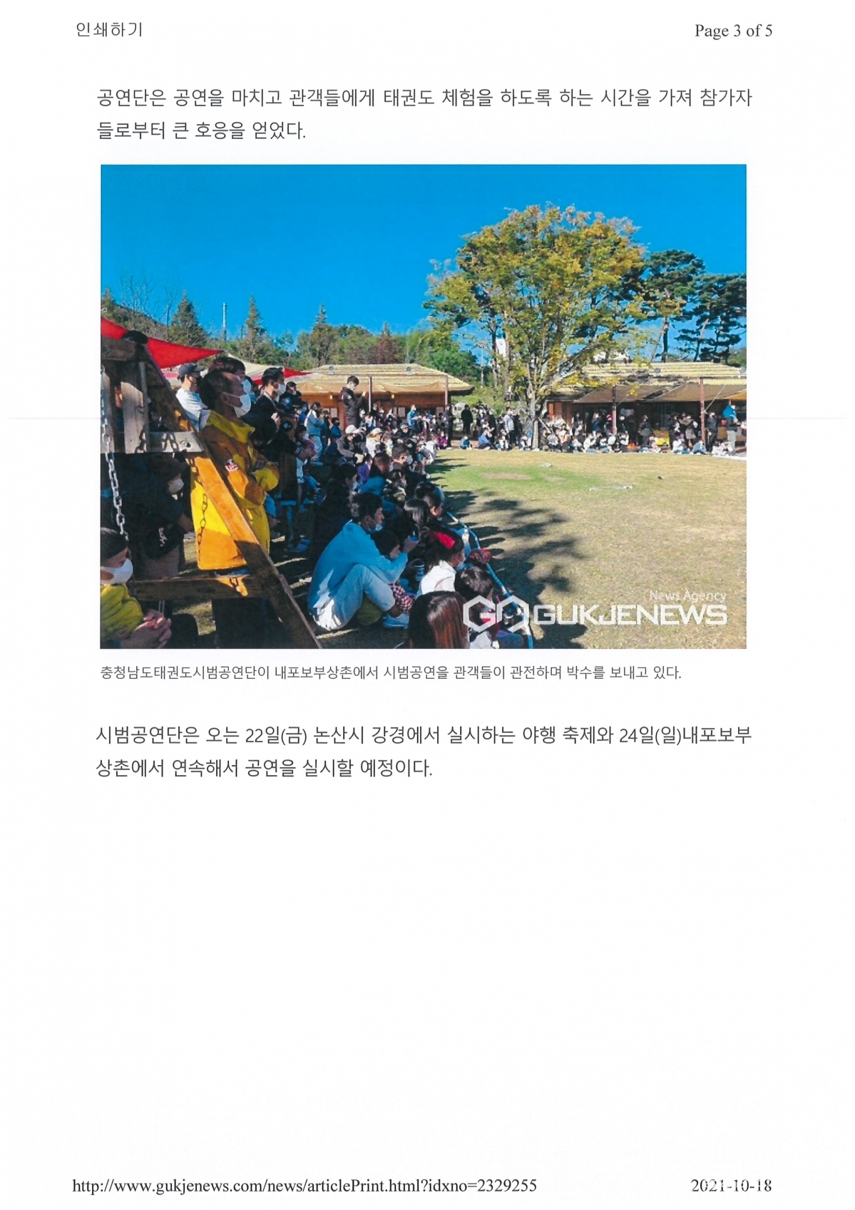 충남태권도시범공연단,내포보부상촌 야외공연 호평(국제뉴스발췌)03.jpg